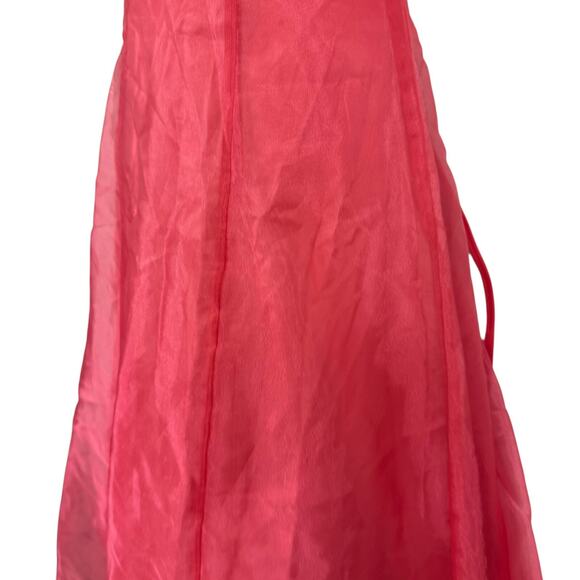 Blondie Nites 90s Y2K Organza Halter V-Neck Formal Prom Corset Back Dress 3 XS S - Picture 9 of 15